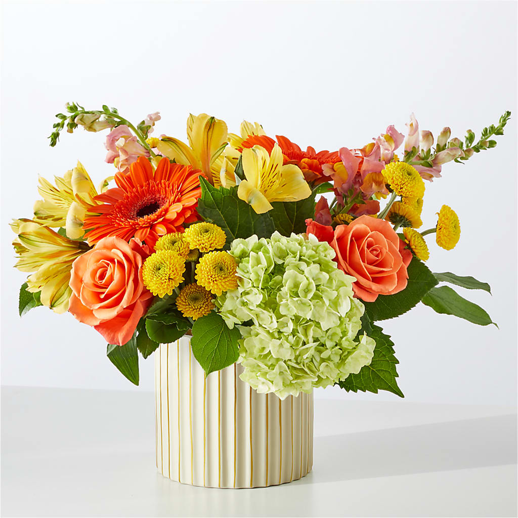 Autumn Sunshine Bouquet with Ivory Vase –  Vons Pavilions, Pleasanton CA