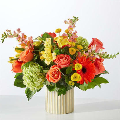 Autumn Sunshine Bouquet with Ivory Vase –  Vons Pavilions, Pleasanton CA