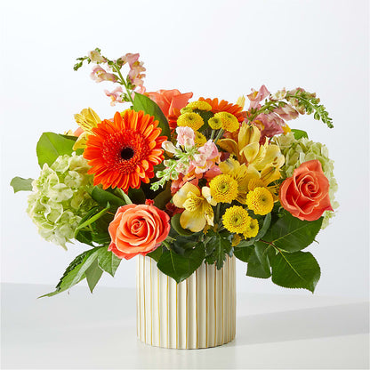 Autumn Sunshine Bouquet with Ivory Vase –  Vons Pavilions, Pleasanton CA