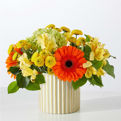 Autumn Sunshine Bouquet with Ivory Vase –  Vons Pavilions, Pleasanton CA