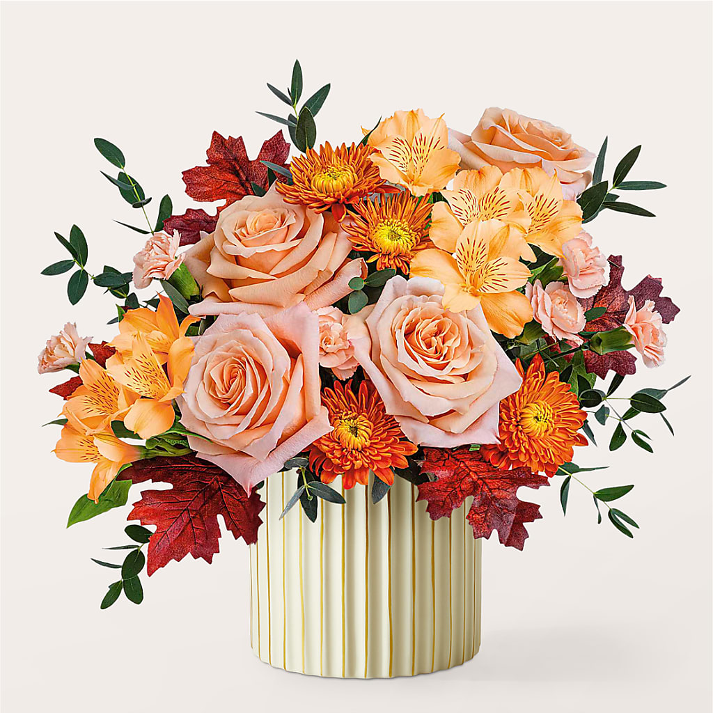 Spiced Latte Bouquet with Ivory Vase –  Vons Pavilions, Pleasanton CA