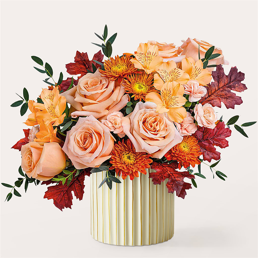 Spiced Latte Bouquet with Ivory Vase –  Vons Pavilions, Pleasanton CA