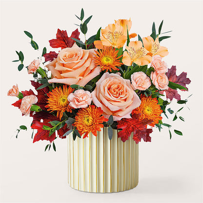 Spiced Latte Bouquet with Ivory Vase –  Vons Pavilions, Pleasanton CA